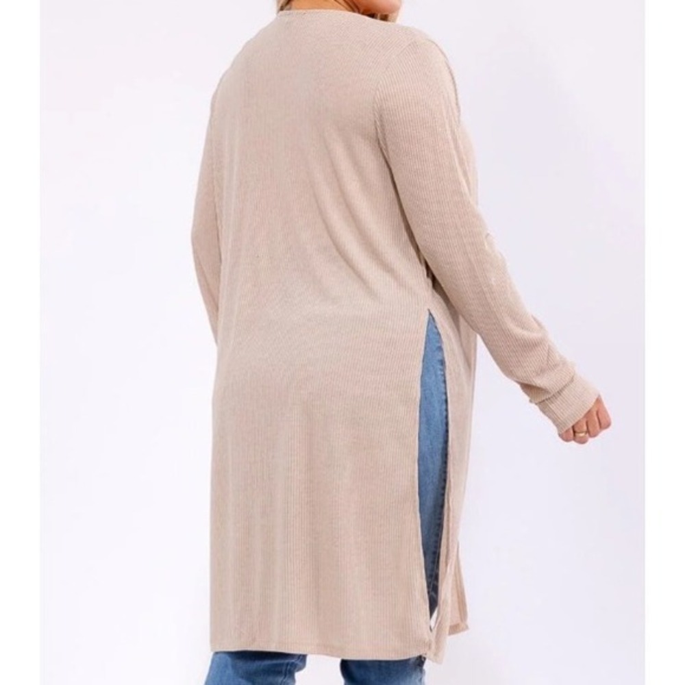 NWOT 2X Ambiance Plus Size Longline Ribbed Open Front Cardigan - Picture 5 of 6
